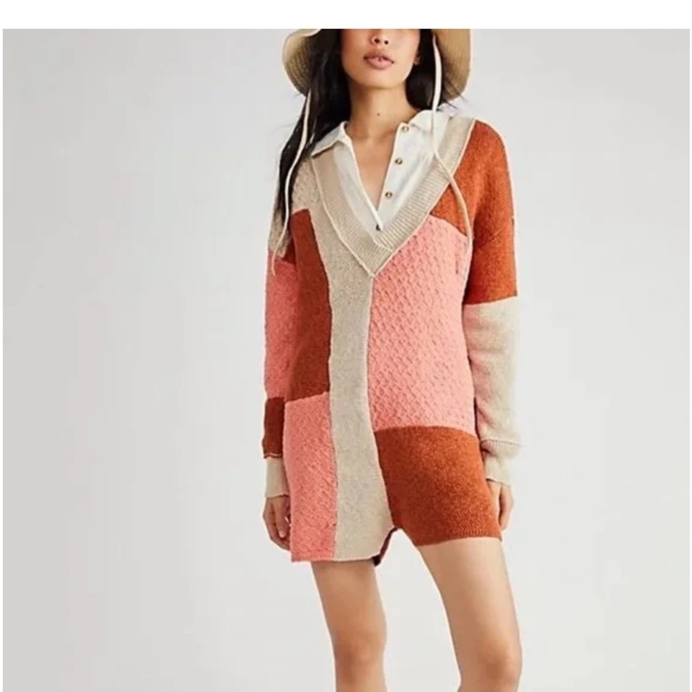 Free People Flyin' By Mix Stitch Sweater Romper Size Small